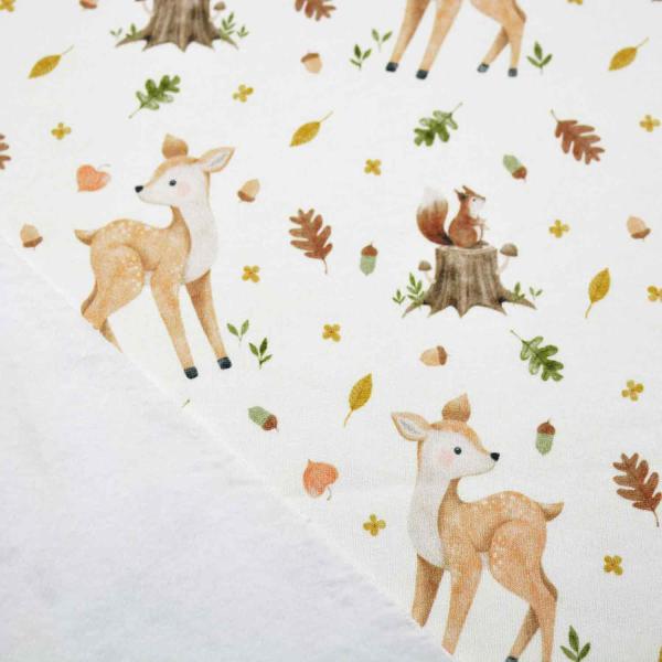 70 cm Alpenfleece Waldtiere auf Ecru